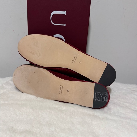 Gucci Women's Burgundy Suede Horsebit Loafers - Picture 5 of 6